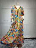 Muslim abaya Women's Saudi Arabia Casual Home Gold Beaded Print Robe