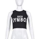 Camiseta de verano para mujer Camisole Top corto con estampado de letras
