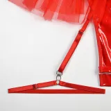 Sexy pu patent leather Halter Neck underwear mesh tutu teddy lingerie