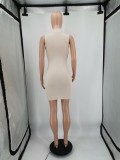 Custom Logo Women's Customized Printing Ribbed Zip Sleeveless Bodycon Dress