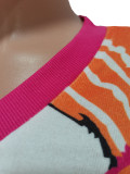 Women's Summer Print Heart Neck Slim Sport Casual Top + Shorts Set