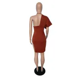 Custom Logo Women's Customized Printing Clothing Summer Stylish Backless V-Neck One Sleeve Slit Women's Customized Printing Dress