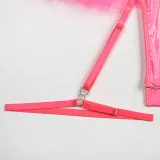Sexy pu patent leather Halter Neck underwear mesh tutu teddy lingerie