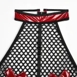 Sexy pu patent leather Halter Neck underwear mesh tutu teddy lingerie