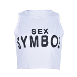 Camiseta de verano para mujer Camisole Top corto con estampado de letras