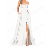 Однотонные платья подружки невесты Длинное платье макси Slim Fit с открытыми плечами Вечернее платье подружки невесты