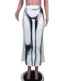 Women's Fashion Sexy Body Positioning Print Skirt