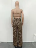 Leopard-print Patchwork wide-leg jumpsuit