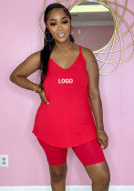 Custom Logo Women's Customized Printing Clothing Summer Camisole Top Slim Two-Piece Shorts Set