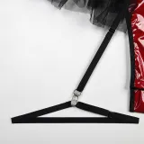 Sexy pu patent leather Halter Neck underwear mesh tutu teddy lingerie