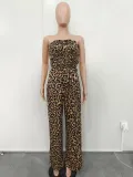 Leopard-print Patchwork wide-leg jumpsuit