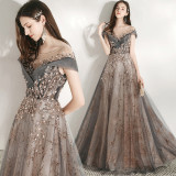 Formal Party Evening Dress Girl Chic Sequin Trailing Dress