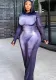 Fashion Casual Round Neck Slim Print Long Sleeve Bodycon Dress