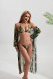 Traje de baño de tres piezas Traje de baño de playa de malla con estampado resistente a la intemperie Traje de baño de vacaciones