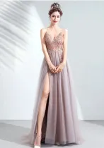 Bridal Wedding Sexy Slim Fit Straps Formal Party Evening Dress（Processing time need 3-6 days）