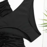 Sexy Swimsuit Halter Strapless Ruched Three-Piece Bikini Skirt Swimwear