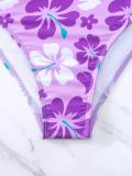 Traje de baño de dos piezas de cintura alta con lazo cruzado de impresión digital Bikini para mujer