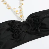 Sexy Swimsuit Halter Strapless Ruched Three-Piece Bikini Skirt Swimwear