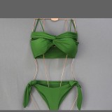 Traje de baño femenino Bikini de dos piezas sin tirantes con espalda baja