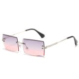 Women Rimless Metal Square Sunglasses