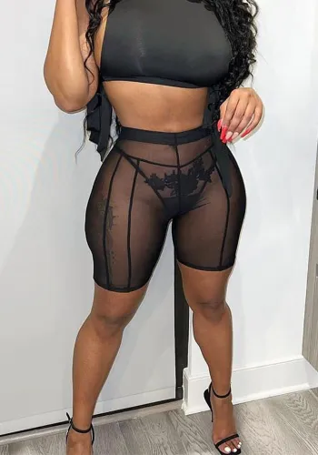 Women Summer Sexy See-Through Mesh Shorts