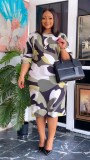 Plus Size Women African Camouflage Print Dress