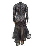 Plus Size Women See-Through Lace Bodycon Dress