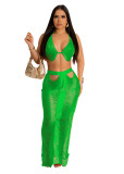 Women Casual Sexy Tassel Strapless Beach Dress Two Piece Set