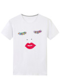 Women's Casual Style Short Sleeve Top Cartoon Emoji Print T-Shirt