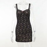 Spring Summer  Floral Lace Strap Bodycon Club Dress