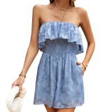 Ruffled Strapless Casual Holidays Romper Women's Summer Chic Jumpsuit