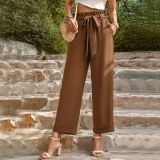 Solid Color Casual Pants Women's Summer Chic Career Loose Pants