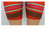 Women's Multi-Color Stripe Fashion Sexy V-Neck Short Sleeve Jumpsuit