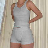 Women's Cozy Casual Cotton Ribbed Solid Two-Piece Set