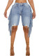 Summer Denim Stretch Pants Tassel Denim Stretch Knee-Length Shorts