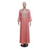 Muslim Multi-Color Embroidered Robe Dress