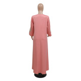 Muslim Multi-Color Embroidered Robe Dress