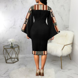 Sexy Fashion Digital Printing Long Sleeve Women's Dress