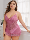Plus Size Lace Mesh See Through Babydoll Lingerie