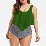 Plus Size Women Printed Stripe Bikini Two Pieces