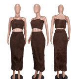 Women Sexy Strapless Crop Top and Long Skirt Two-Piece Set