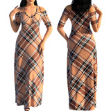 Women Sexy Printed V-Neck Half-Sleeve Dress