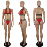 Women Summer Print Bikini Two-Piece Set