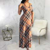 Women Sexy Printed V-Neck Half-Sleeve Dress