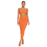 Women Sexy Strapless Crop Top and Long Skirt Two-Piece Set