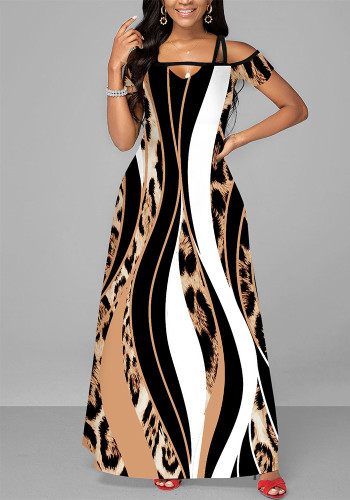 Maxi-jurk met schouderbandjes en print