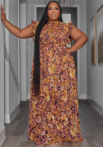 Ladies Casual Sleeveless Digital Print Maxi Dress