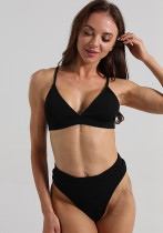 Schwarzer Bikini Sexy zweiteiliger Badeanzug Damen Bademode