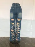 Fashion Versatile Slim Sexy Micro Stretch Ripped Micro Bell Bottom Denim Pants