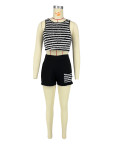 Striped Shorts Tank Top Set Summer Sexy Casual Two-Piece Set for Women
